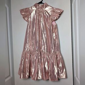 Corey Lynn Calter Dress Pink Metallic Roanne Mini Ruffle Sz M